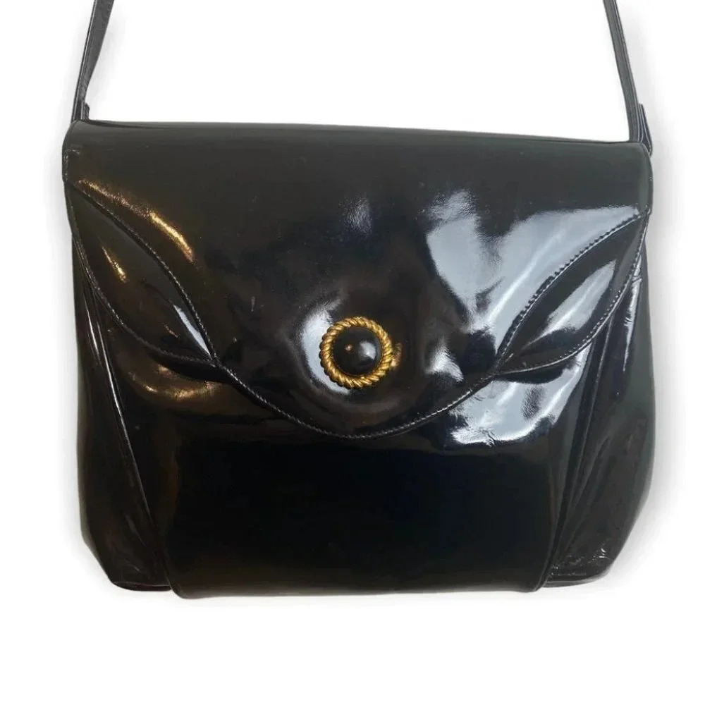 Vintage RO-EL Montreal Black Vinyl Crossbody Bag